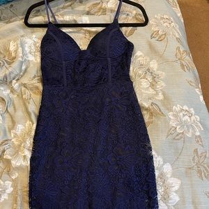 Navy Blue & Black Lace Dress